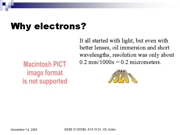 Why electrons? It all started with light, but even with better lenses, oil immersion