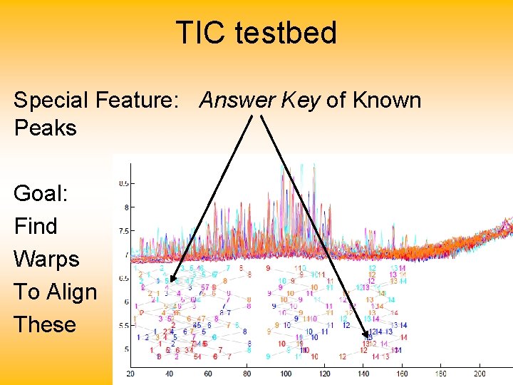 TIC testbed Special Feature: Answer Key of Known Peaks Goal: Find Warps To Align