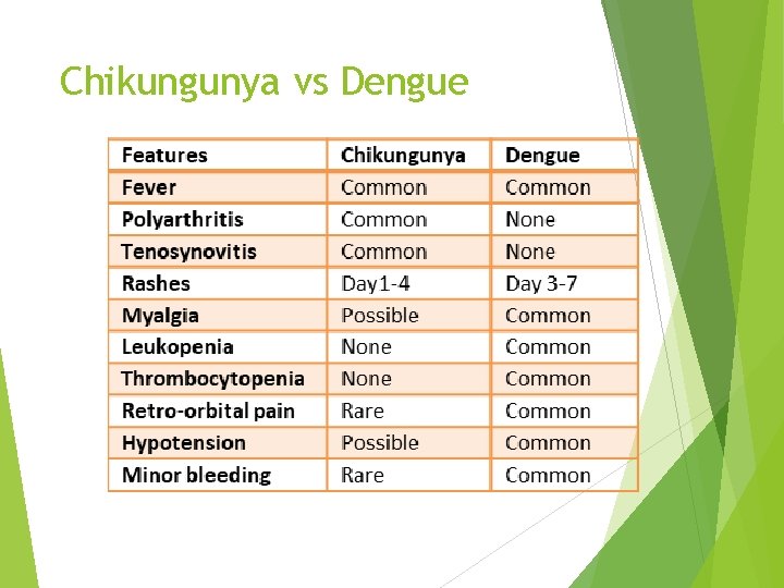 Chikungunya vs Dengue 