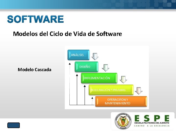 SOFTWARE Modelos del Ciclo de Vida de Software Modelo Cascada 