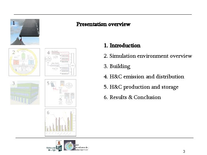 1 2 Presentation overview 1. Introduction 4 2. Simulation environment overview 3. Building 3