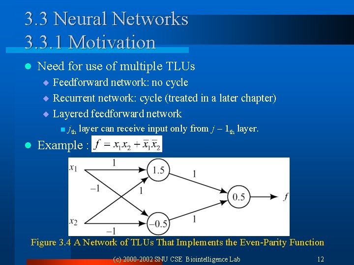 3. 3 Neural Networks 3. 3. 1 Motivation l Need for use of multiple