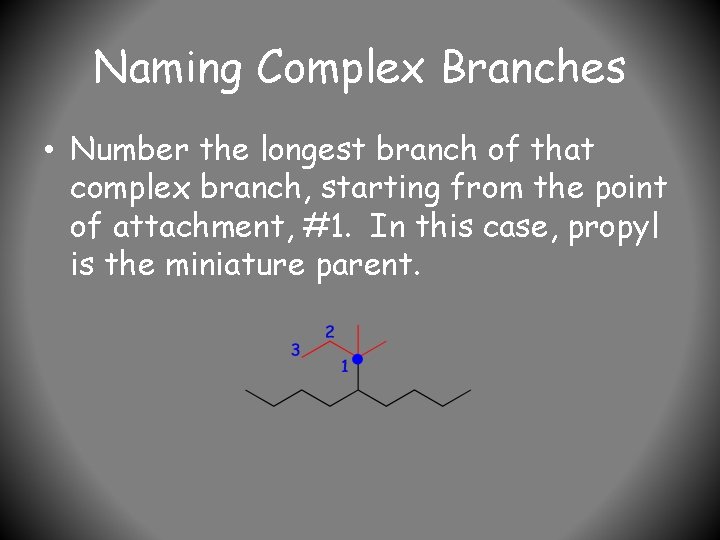 Naming Complex Branches • Number the longest branch of that complex branch, starting from