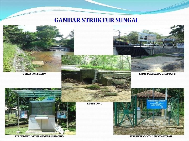 GAMBAR STRUKTUR SUNGAI STRUKTUR GABION GROSS POLLUTANT TRAP (GPT) PEMBETUNG ELECTRONIC INFORMATION BOARD (EIB)