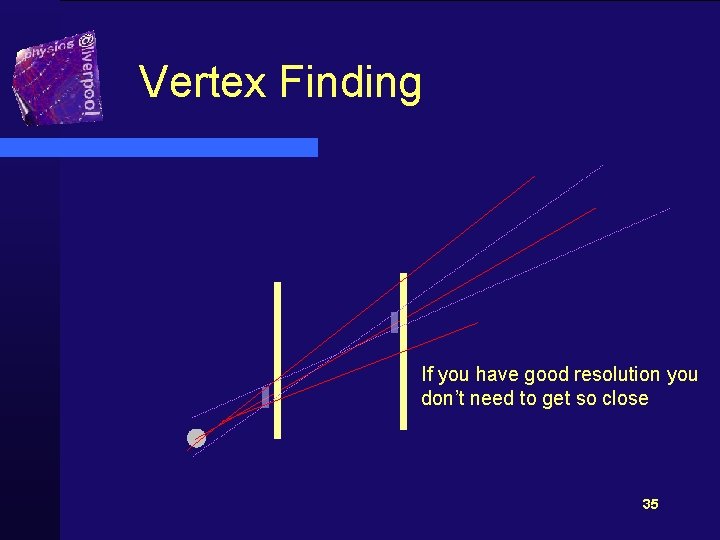 Vertex Finding If you have good resolution you don’t need to get so close