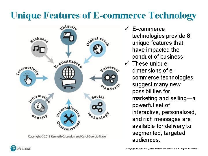 Unique Features of E-commerce Technology ü E-commerce technologies provide 8 unique features that have