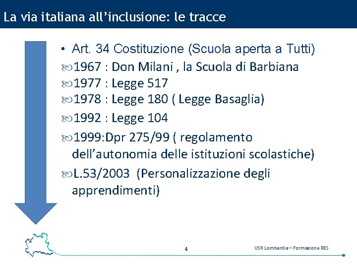 La via italiana all’inclusione: le tracce • Art. 34 Costituzione (Scuola aperta a Tutti)