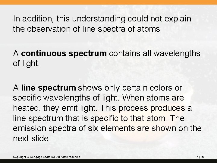 In addition, this understanding could not explain the observation of line spectra of atoms.