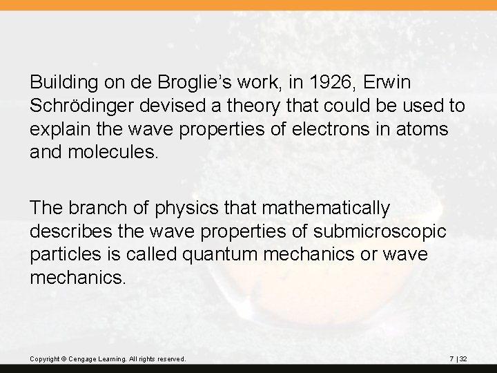 Building on de Broglie’s work, in 1926, Erwin Schrödinger devised a theory that could