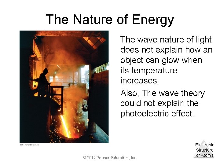 The Nature of Energy The wave nature of light does not explain how an