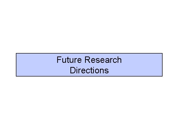 Future Research Directions 