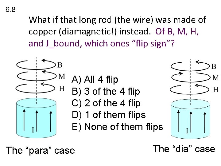 6. 8 What if that long rod (the wire) was made of copper (diamagnetic!)