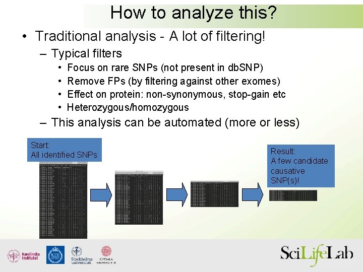 How to analyze this? • Traditional analysis - A lot of filtering! – Typical