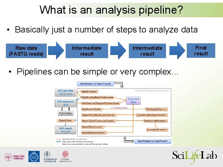 What is an analysis pipeline? • Basically just a number of steps to analyze