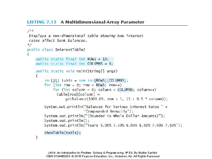 JAVA: An Introduction to Problem Solving & Programming, 8 th Ed. By Walter Savitch JAVA: An Introduction to Problem Solving & Programming, 8 th Ed. By Walter Savitch