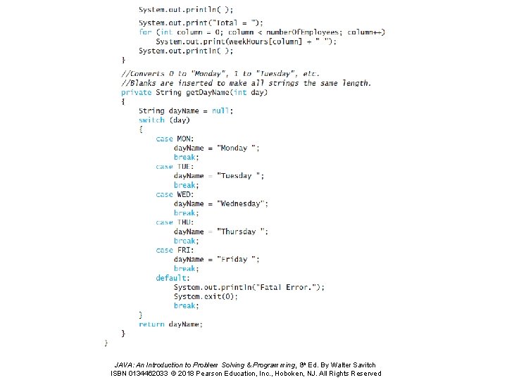JAVA: An Introduction to Problem Solving & Programming, 8 th Ed. By Walter Savitch JAVA: An Introduction to Problem Solving & Programming, 8 th Ed. By Walter Savitch
