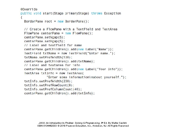 JAVA: An Introduction to Problem Solving & Programming, 8 th Ed. By Walter Savitch JAVA: An Introduction to Problem Solving & Programming, 8 th Ed. By Walter Savitch