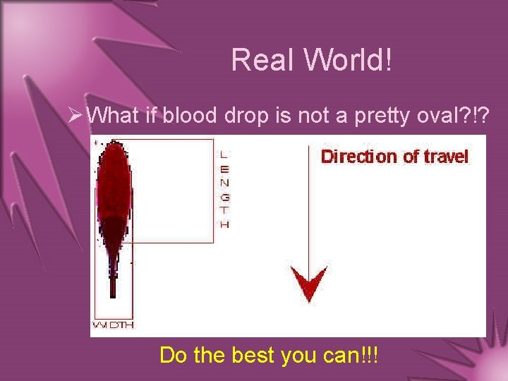 Real World! Ø What if blood drop is not a pretty oval? !? Do
