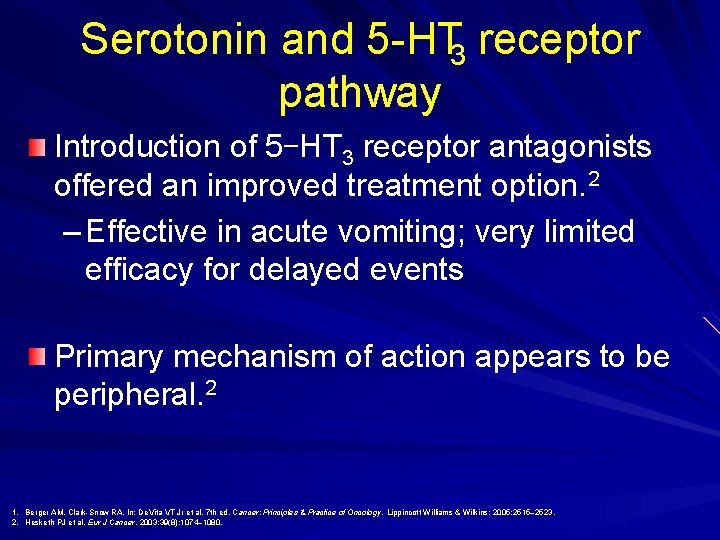 Serotonin and 5 HT 3 receptor pathway Introduction of 5 -HT 3 receptor antagonists