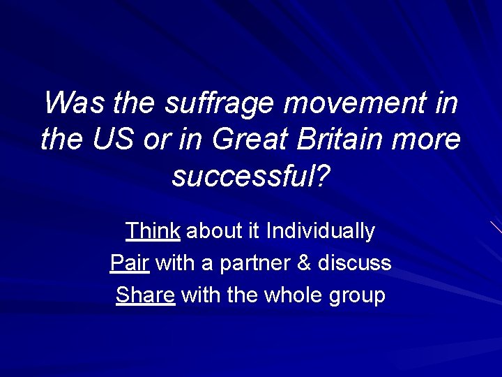 Was the suffrage movement in the US or in Great Britain more successful? Think