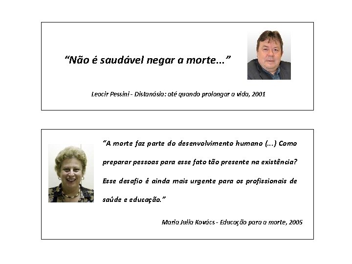 “Não é saudável negar a morte. . . ” Leocir Pessini - Distanásia: até
