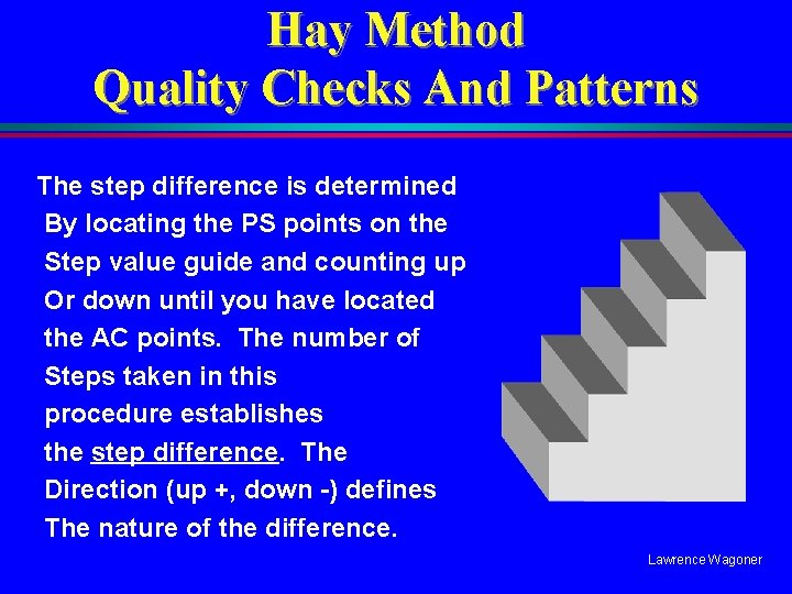 Hay Method Quality Checks And Patterns The step difference is determined By locating the