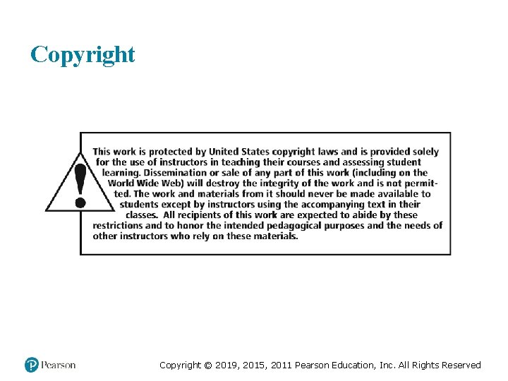 Copyright © 2019, 2015, 2011 Pearson Education, Inc. All Rights Reserved Copyright © 2019, 2015, 2011 Pearson Education, Inc. All Rights Reserved