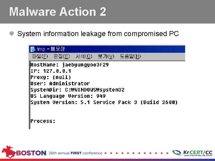 Malware Action 2 l System information leakage from compromised PC 