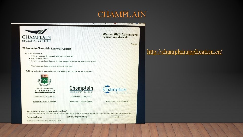 CHAMPLAIN http: //champlainapplication. ca/ 