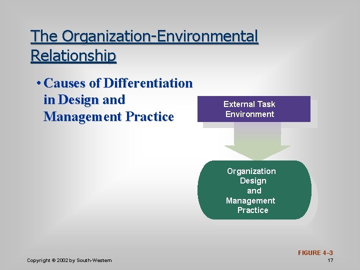 The Organization-Environmental Relationship • Causes of Differentiation in Design and Management Practice External Task