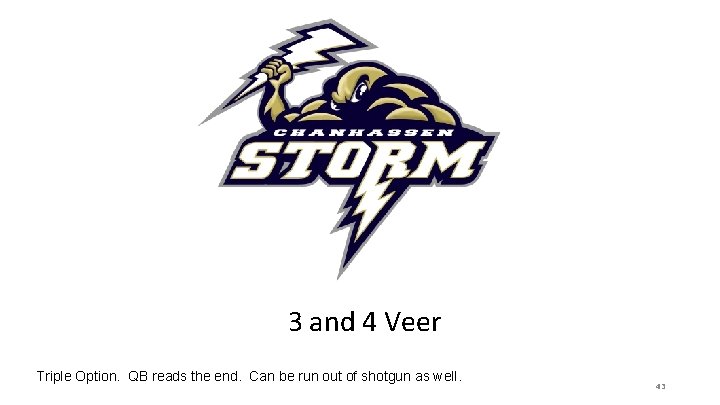 3 and 4 Veer Triple Option. QB reads the end. Can be run out