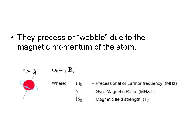  • They precess or “wobble” due to the magnetic momentum of the atom.