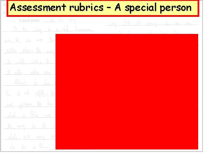 Assessment rubrics – A special person 