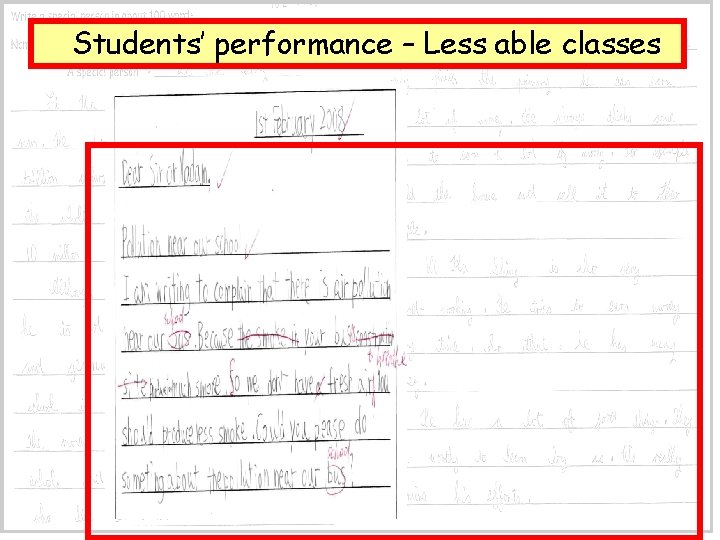 Students’ performance – Less able classes 