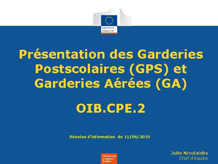 Présentation des Garderies Postscolaires (GPS) et Garderies Aérées (GA) OIB. CPE. 2 Réunion d'information