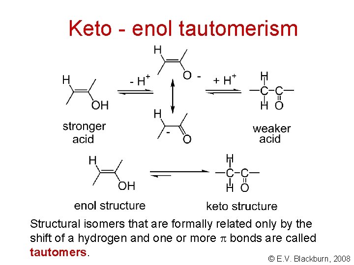 Keto - enol tautomerism Structural isomers that are formally related only by the shift