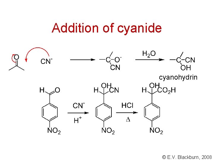 Addition of cyanide cyanohydrin © E. V. Blackburn, 2008 