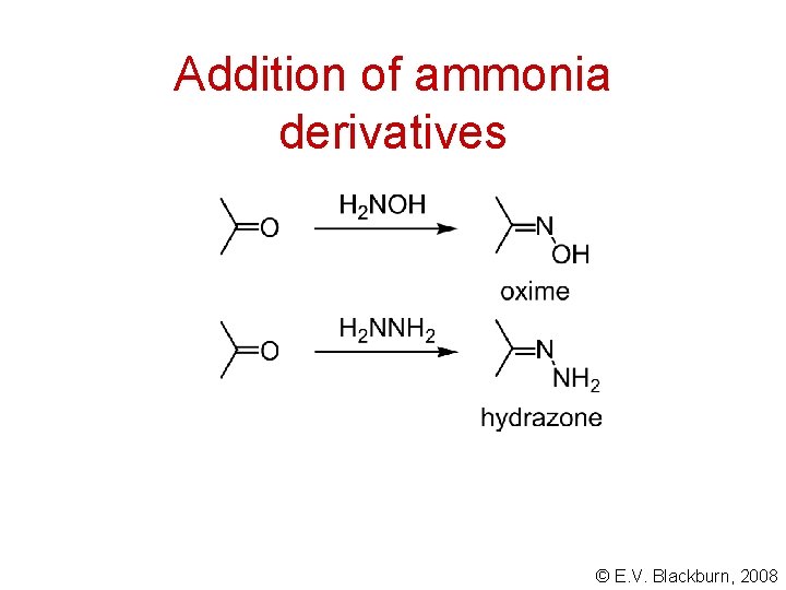 Addition of ammonia derivatives © E. V. Blackburn, 2008 