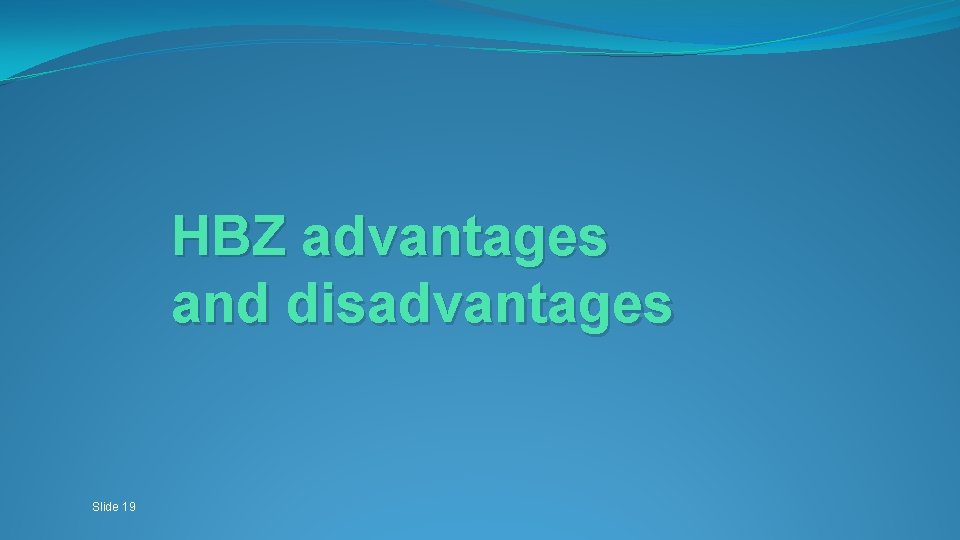 HBZ advantages and disadvantages Slide 19 