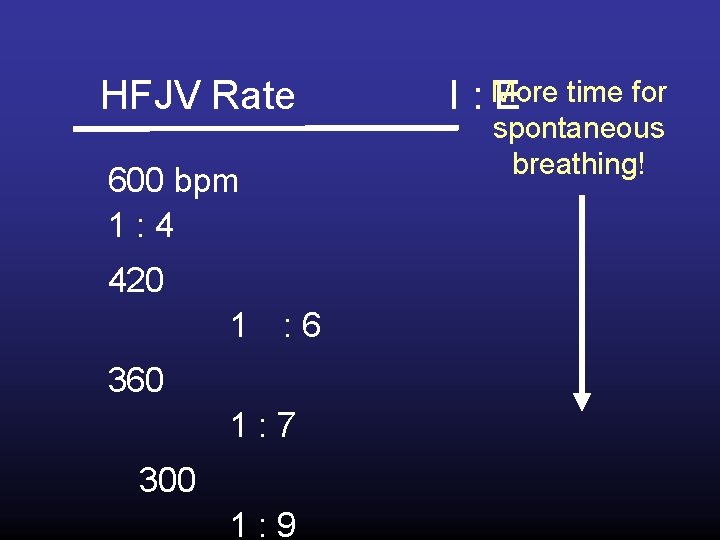 HFJV Rate 600 bpm 1: 4 420 1 : 6 360 1: 7 300