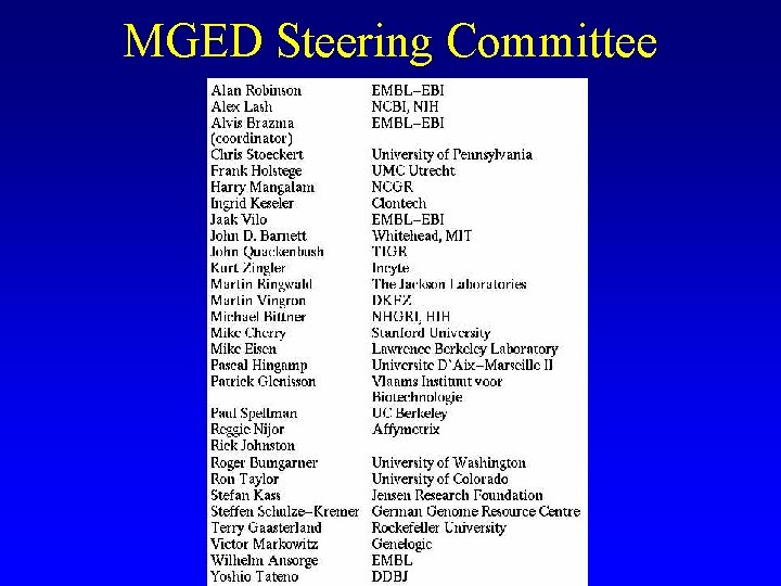 MGED Steering Committee 