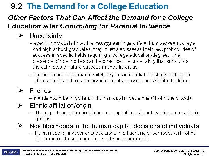 9. 2 The Demand for a College Education Other Factors That Can Affect the
