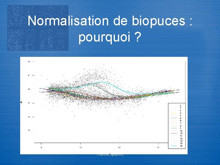 Normalisation de biopuces : pourquoi ? Transcriptome 