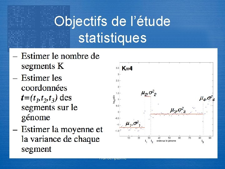 Objectifs de l’étude statistiques Transcriptome 