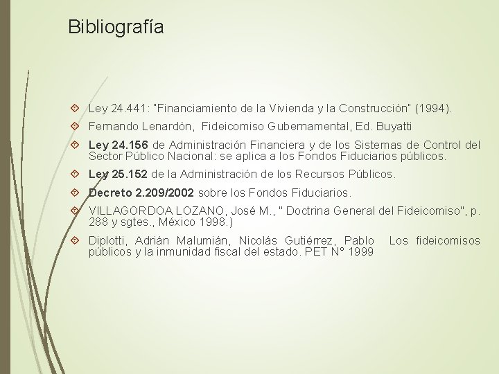 Bibliografía Ley 24. 441: “Financiamiento de la Vivienda y la Construcción” (1994). Fernando Lenardòn,
