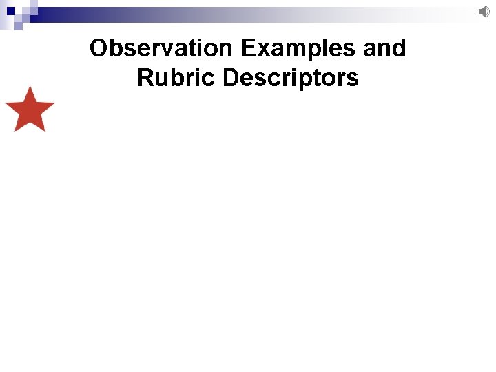 Observation Examples and Rubric Descriptors 