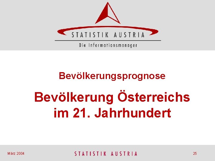 Bevölkerungsprognose Bevölkerung Österreichs im 21. Jahrhundert März 2004 25 