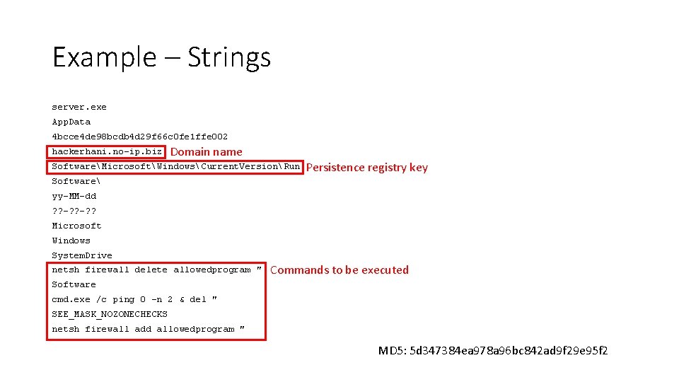 Example – Strings server. exe App. Data 4 bcce 4 de 98 bcdb 4