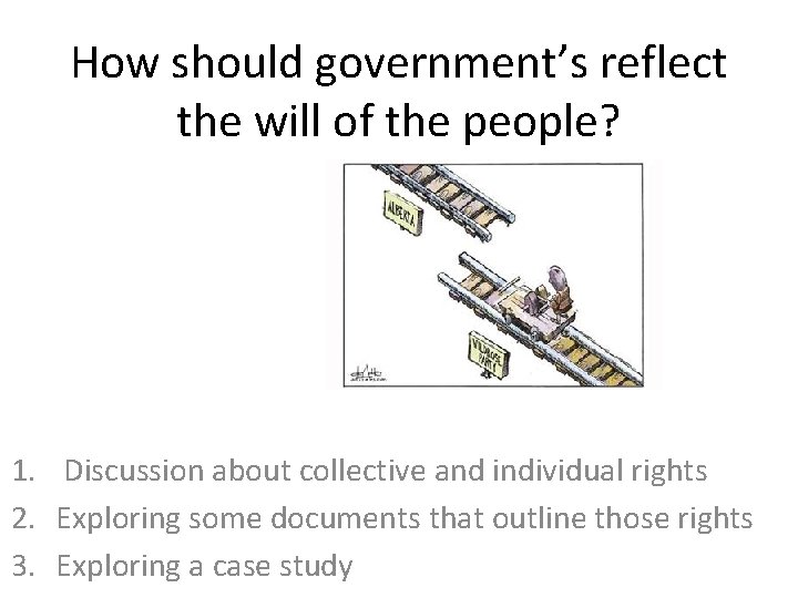 How should government’s reflect the will of the people? 1. Discussion about collective and