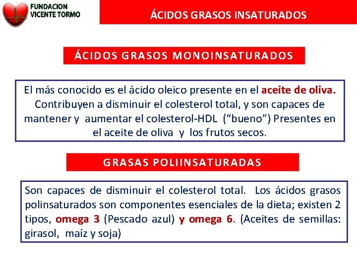 ÁCIDOS GRASOS INSATURADOS ÁCIDOS GRASOS MONOINSATURADOS El más conocido es el ácido oleico presente
